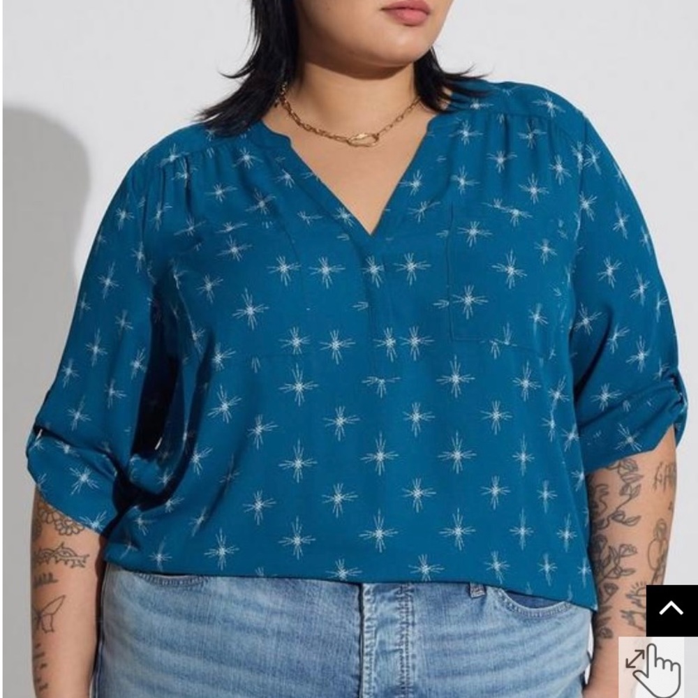 Torrid Harper Georgette Pullover 3/4 Sleeve Blouse